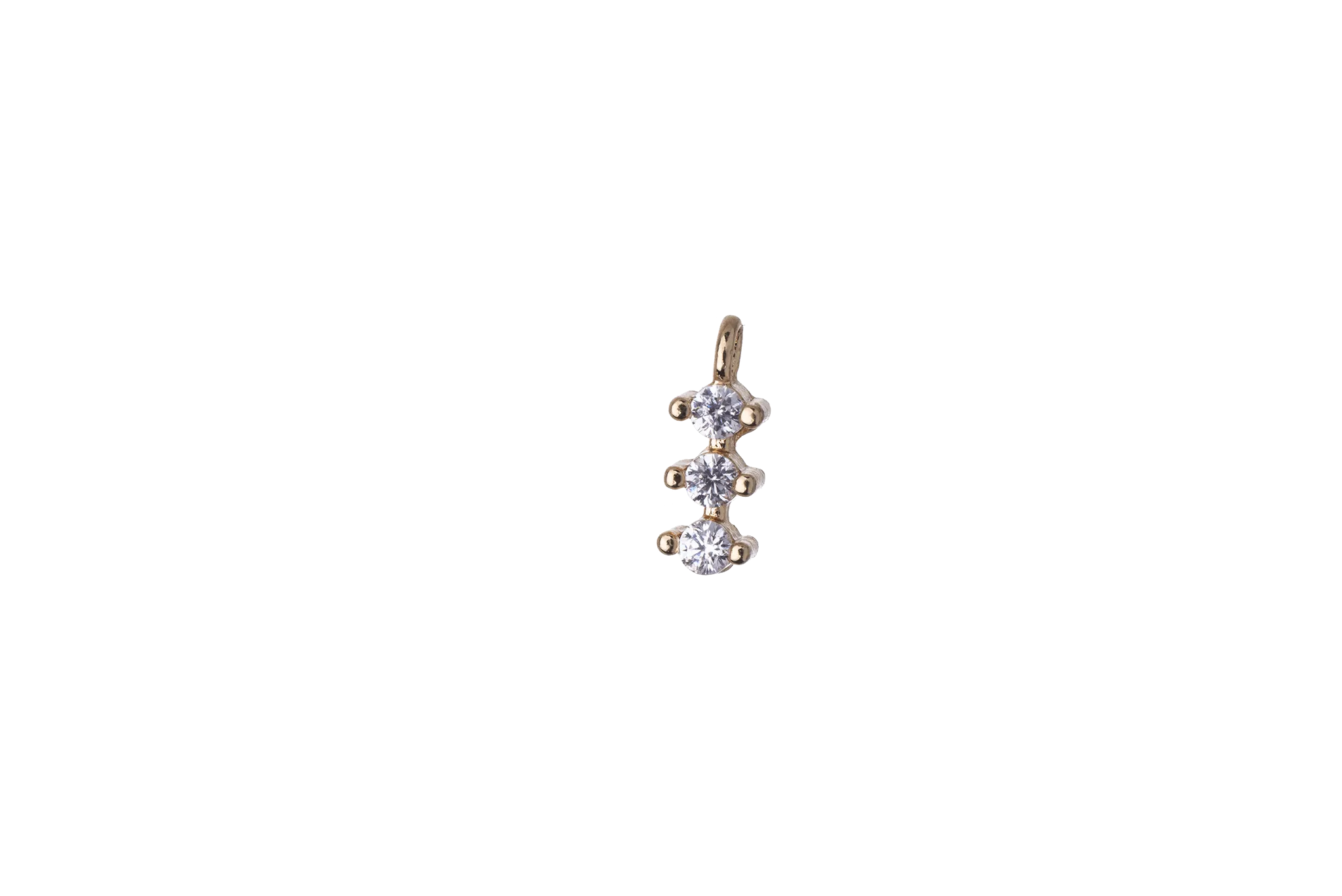 10.5mm x 3.5mm Cubic Zirconia Triple Drop Pendant - Plated Brass - Sold Individually - K114