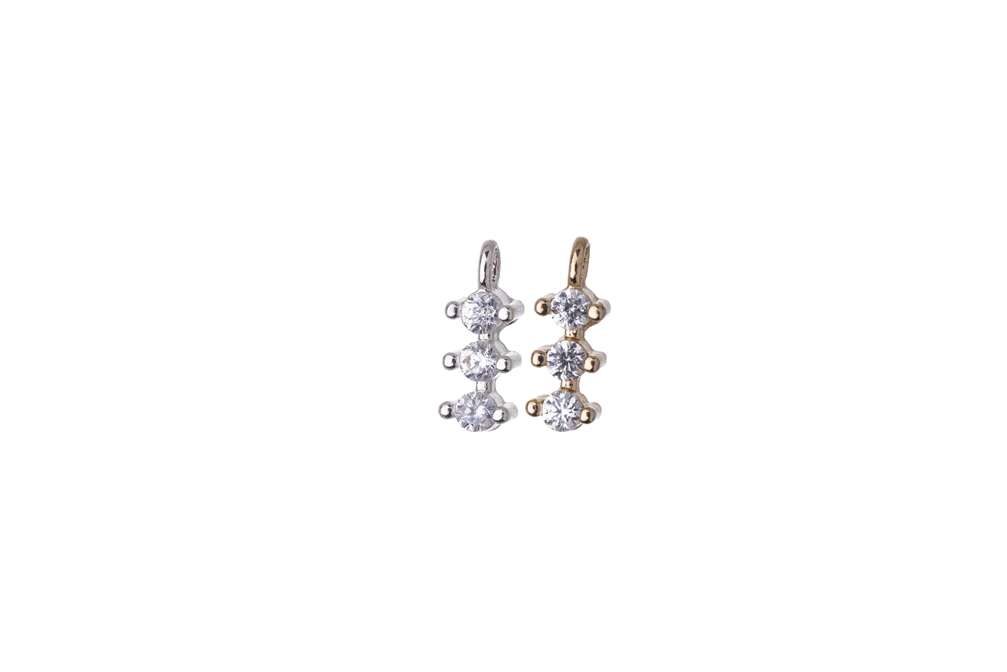 10.5mm x 3.5mm Cubic Zirconia Triple Drop Pendant - Plated Brass - Sold Individually - K114