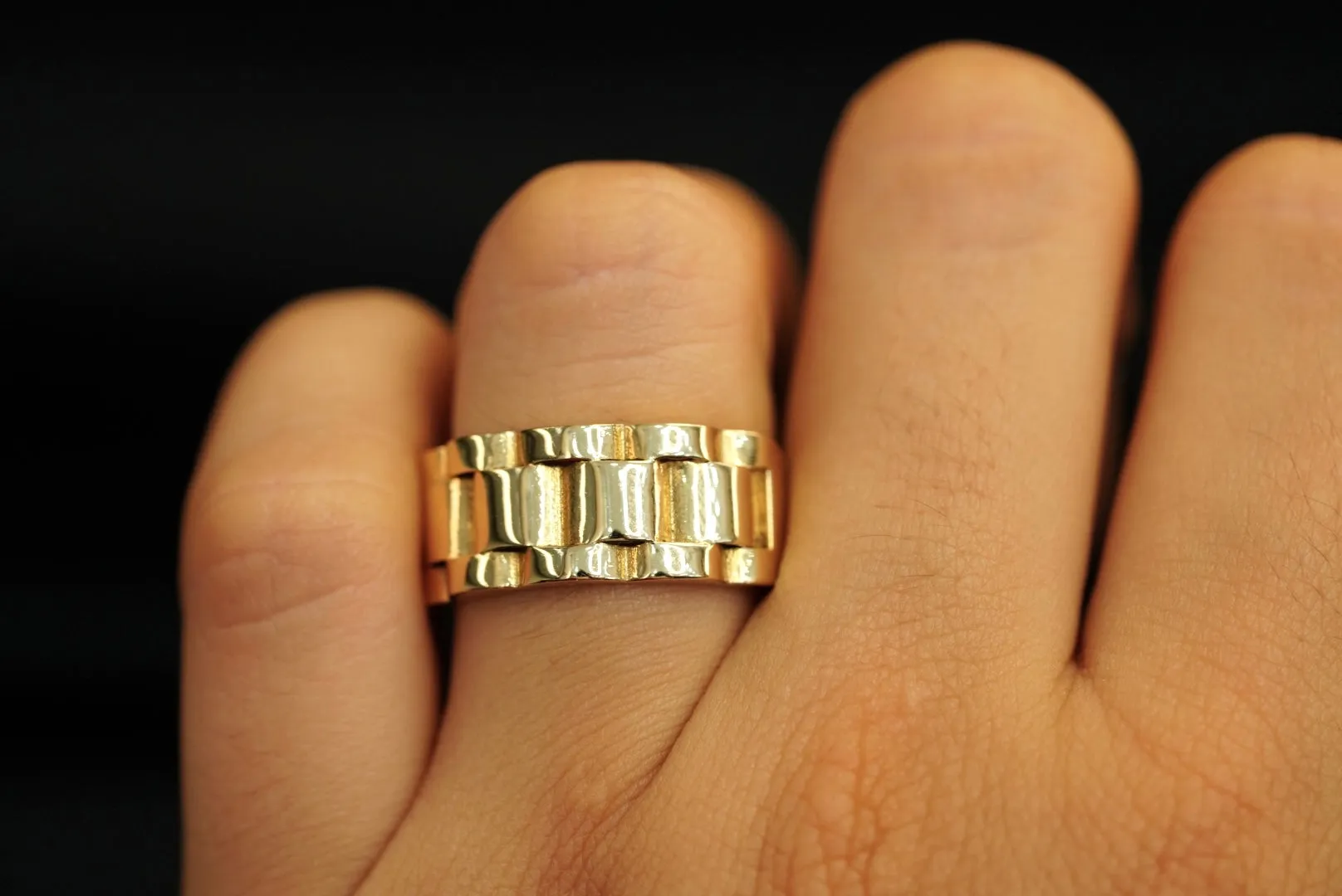 14k Iconic Style – Watch Band Ring Designed for the Refined Gentleman