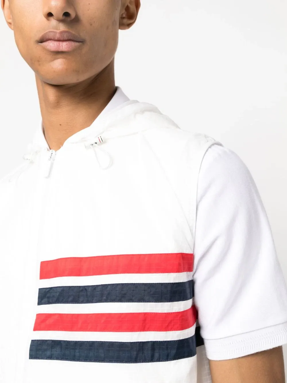 4-Bar Stripe Ripstop Hooded Gilet