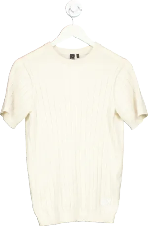 Alphatauri Cream 3D Knit Short Sleeve Sweater UK S