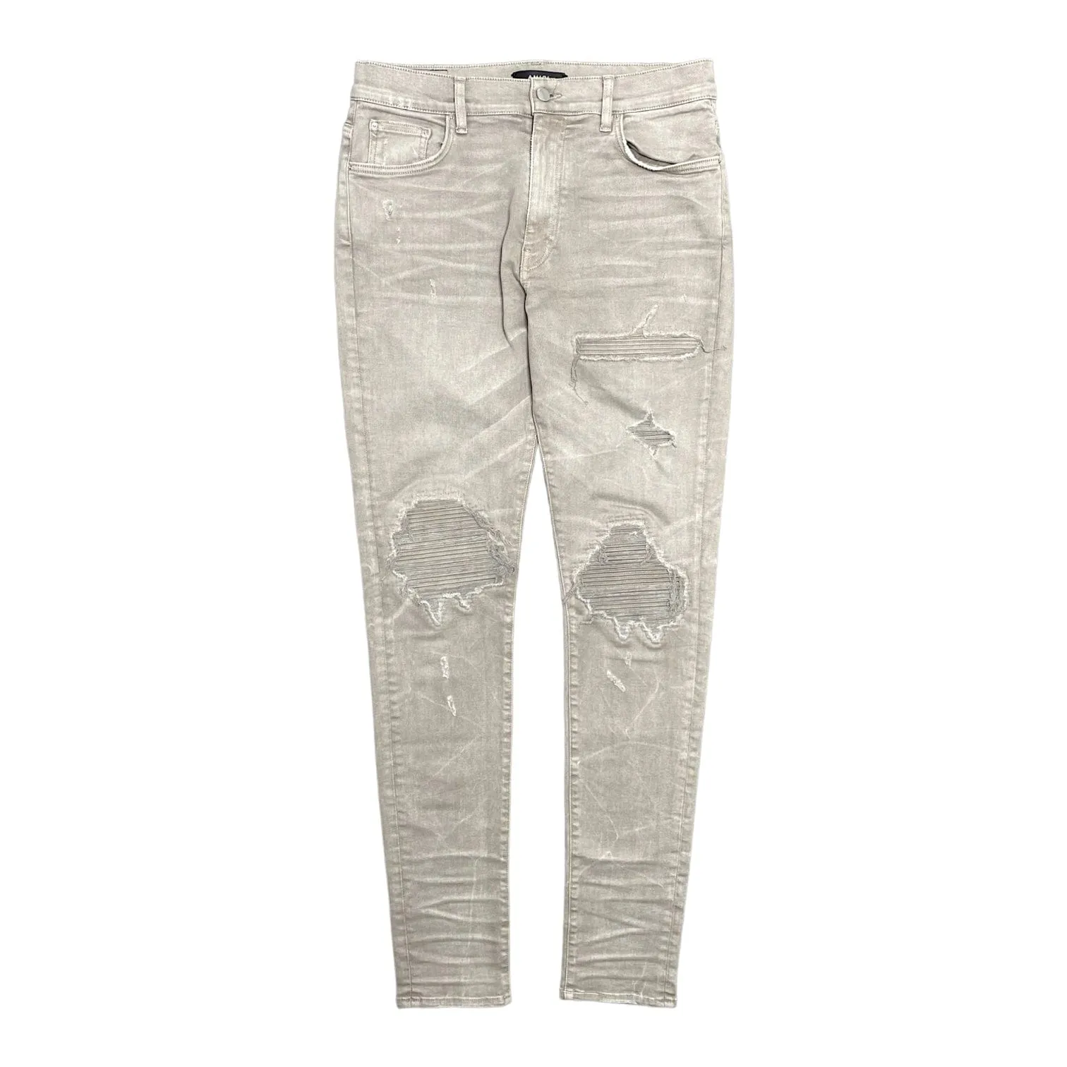 Amiri MX1 Tonal Denim Patch Jeans Cool Grey Pre-Owned