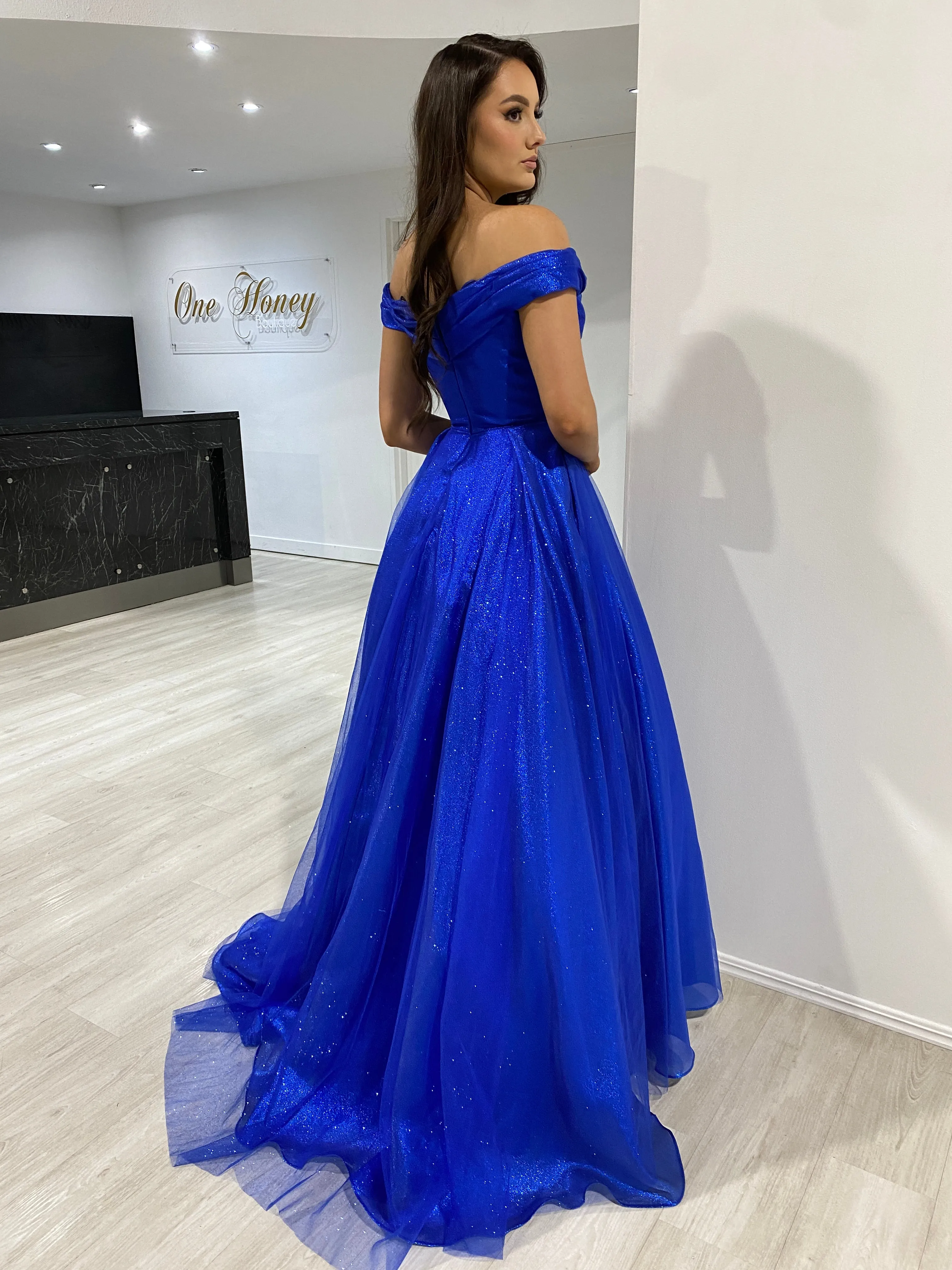 ARIANA Shimmer Off Shoulder Ballgown Formal Dress