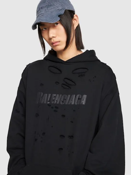 Balenciaga   Destroyed cotton denim cap 