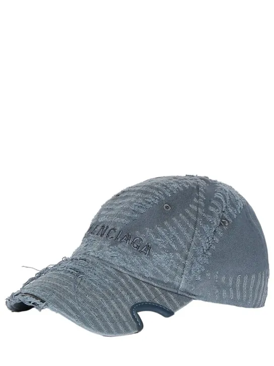 Balenciaga   Destroyed cotton denim cap 