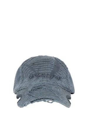 Balenciaga   Destroyed cotton denim cap 