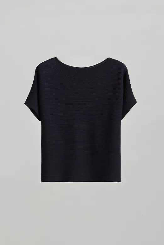 Batwing Sleeve Silk Blend Boat Neck Knit Top