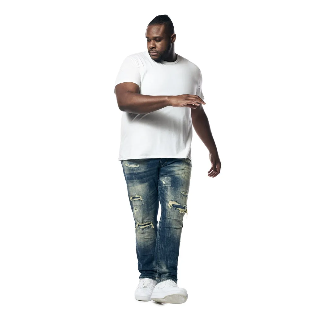 Big and Tall - Distressed Rip & Repair Jeans - Westport Blue