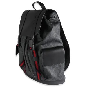 Black GG Supreme Canvas Double Buckle Backpack