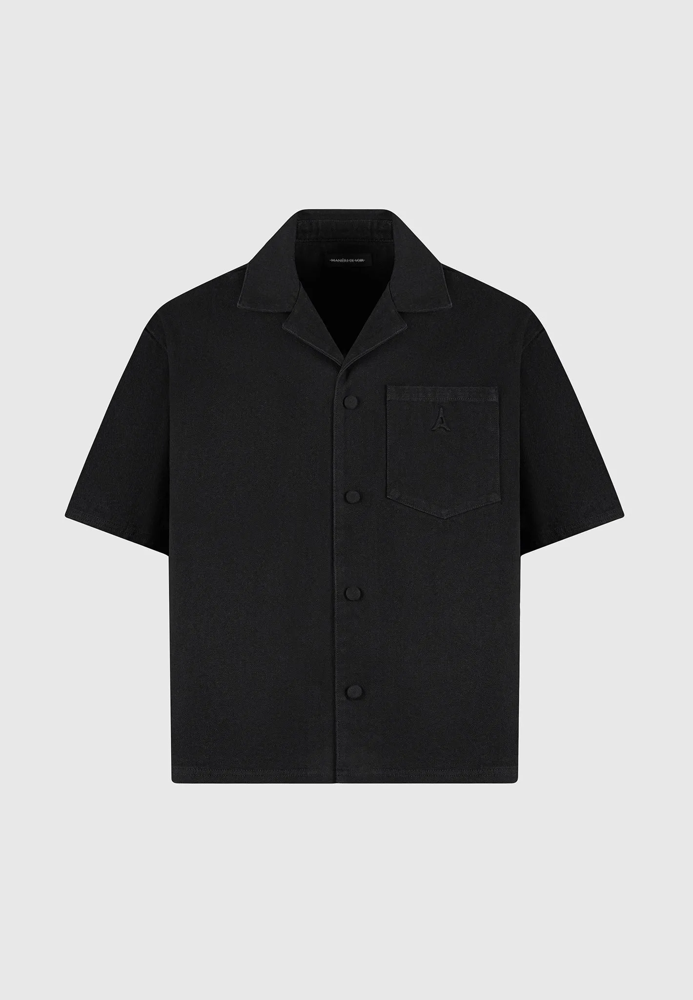 Boxy Denim Revere Shirt - Black