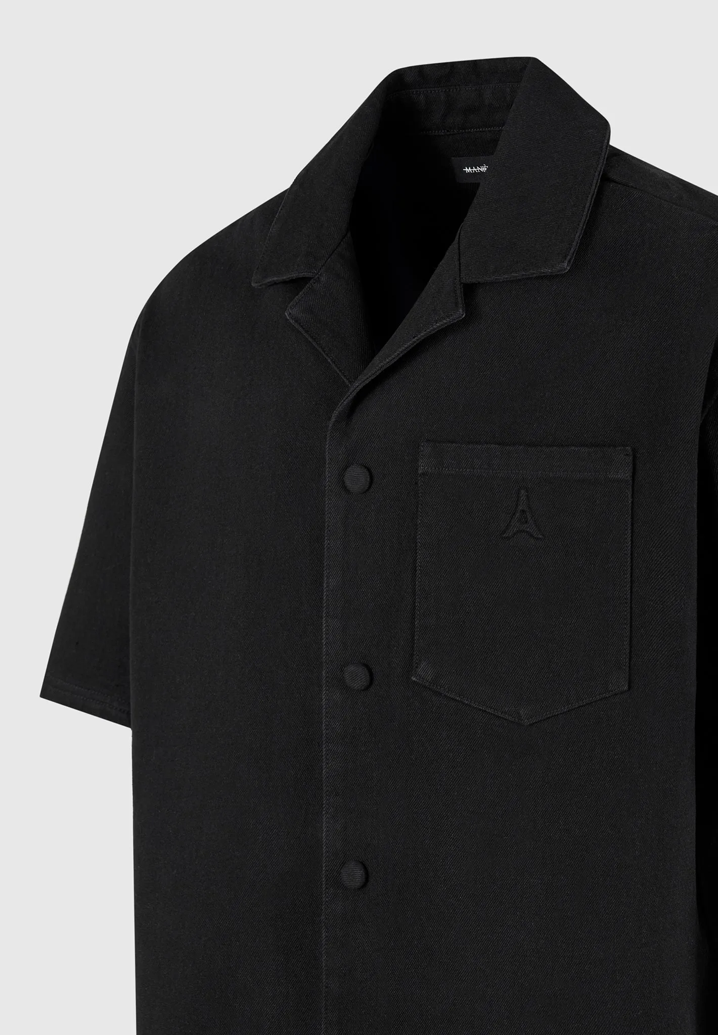 Boxy Denim Revere Shirt - Black
