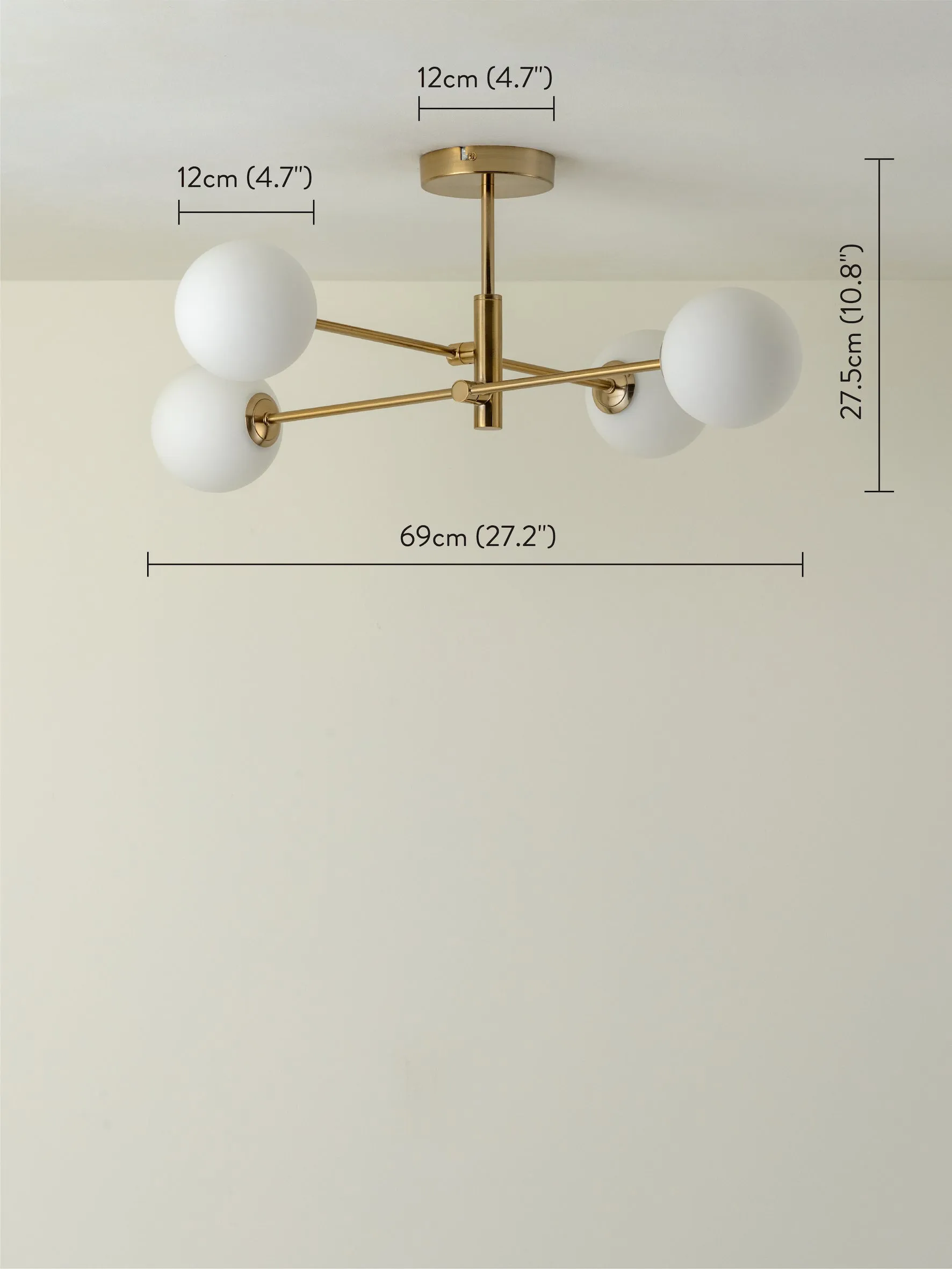 Chelso - 4 light brass and opal flush