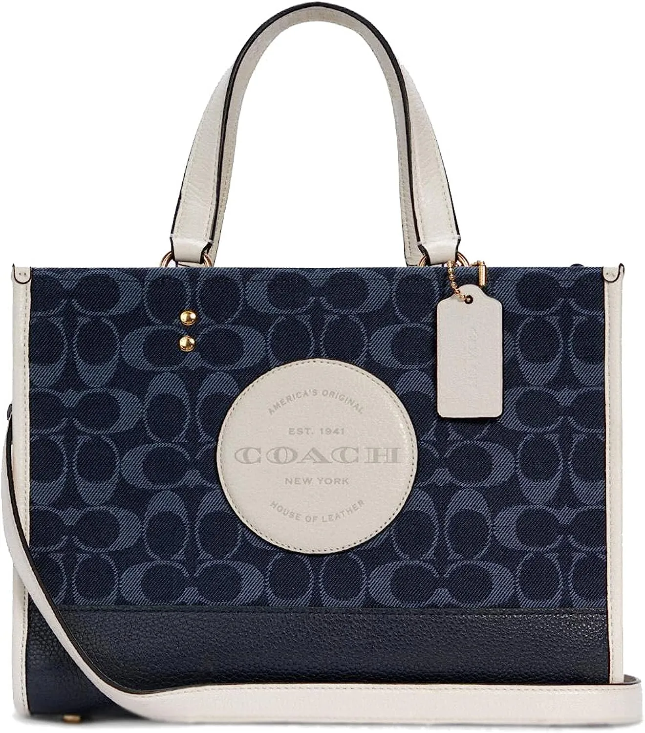 Coach Dempsey Tote  In Signature Denim With Coach Patch