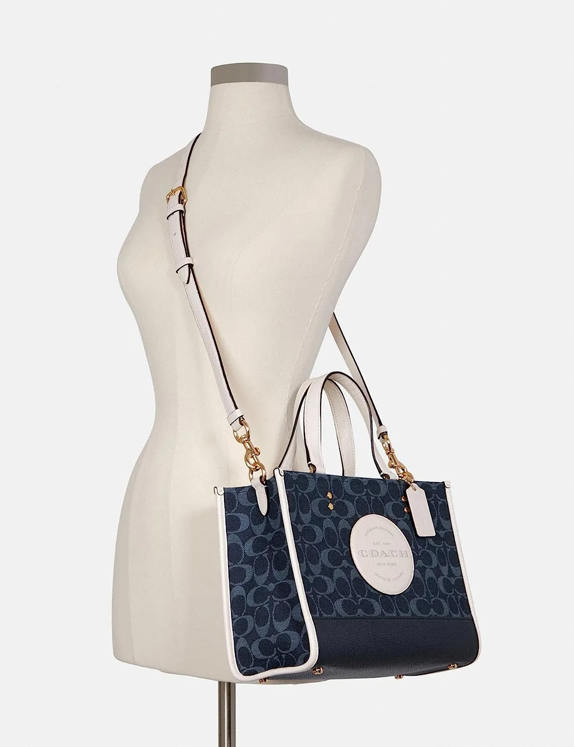 Coach Dempsey Tote  In Signature Denim With Coach Patch