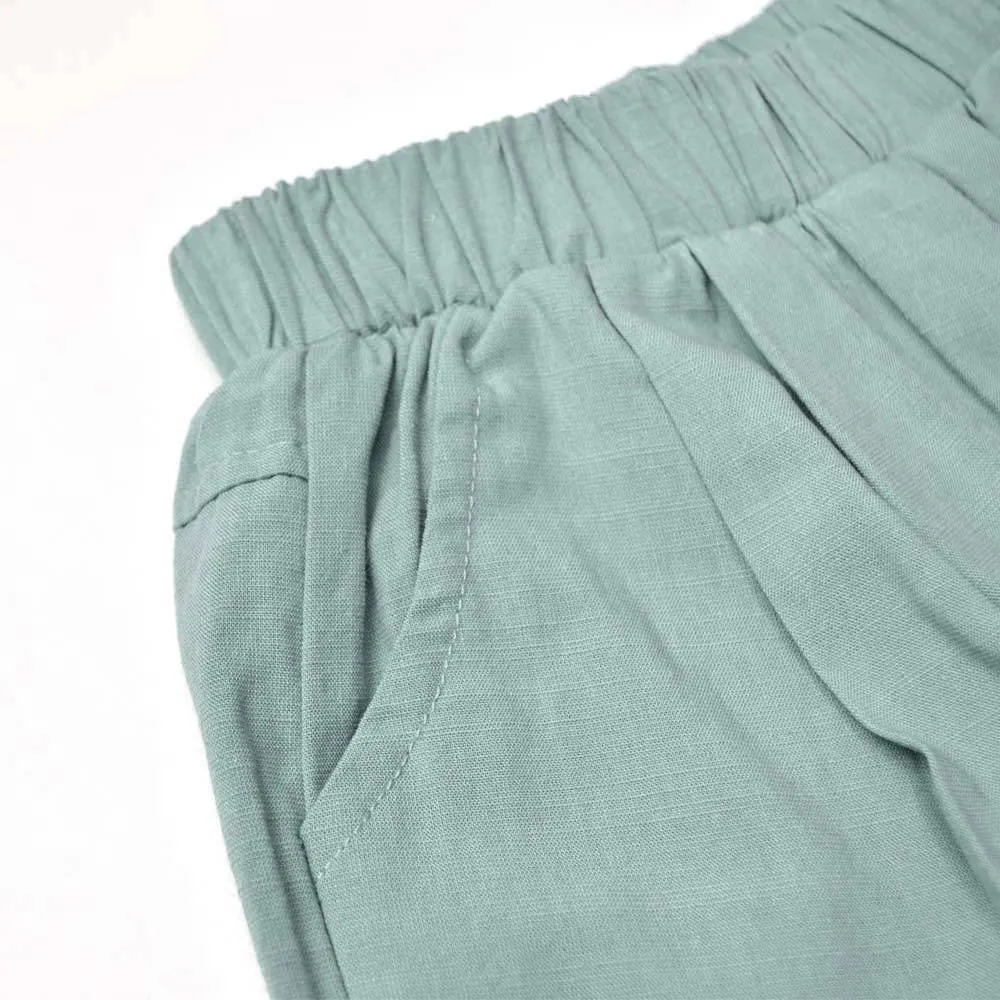 Cotton Linen Bermudas, Teal