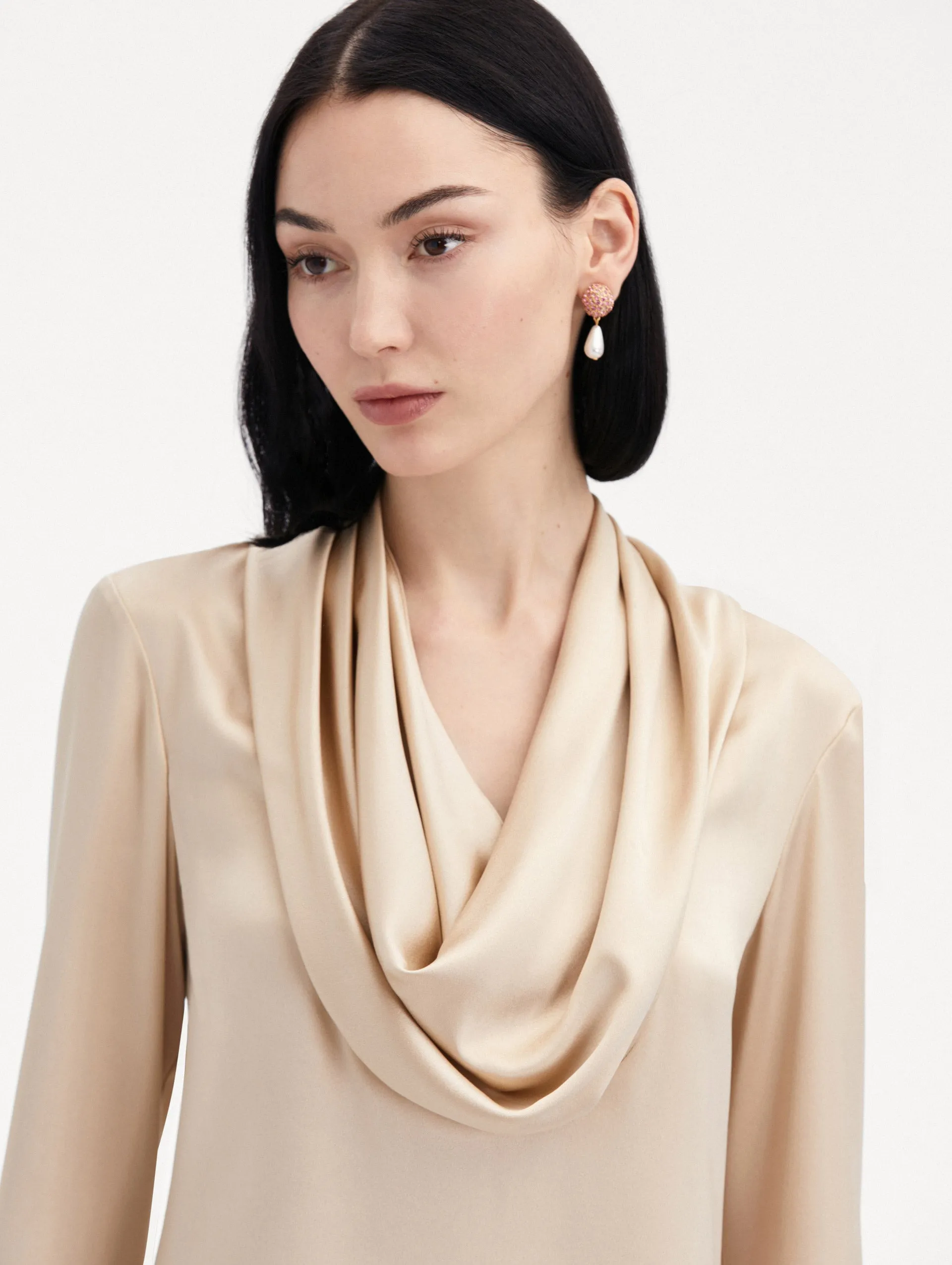 Cowl Neck Satin Blouse