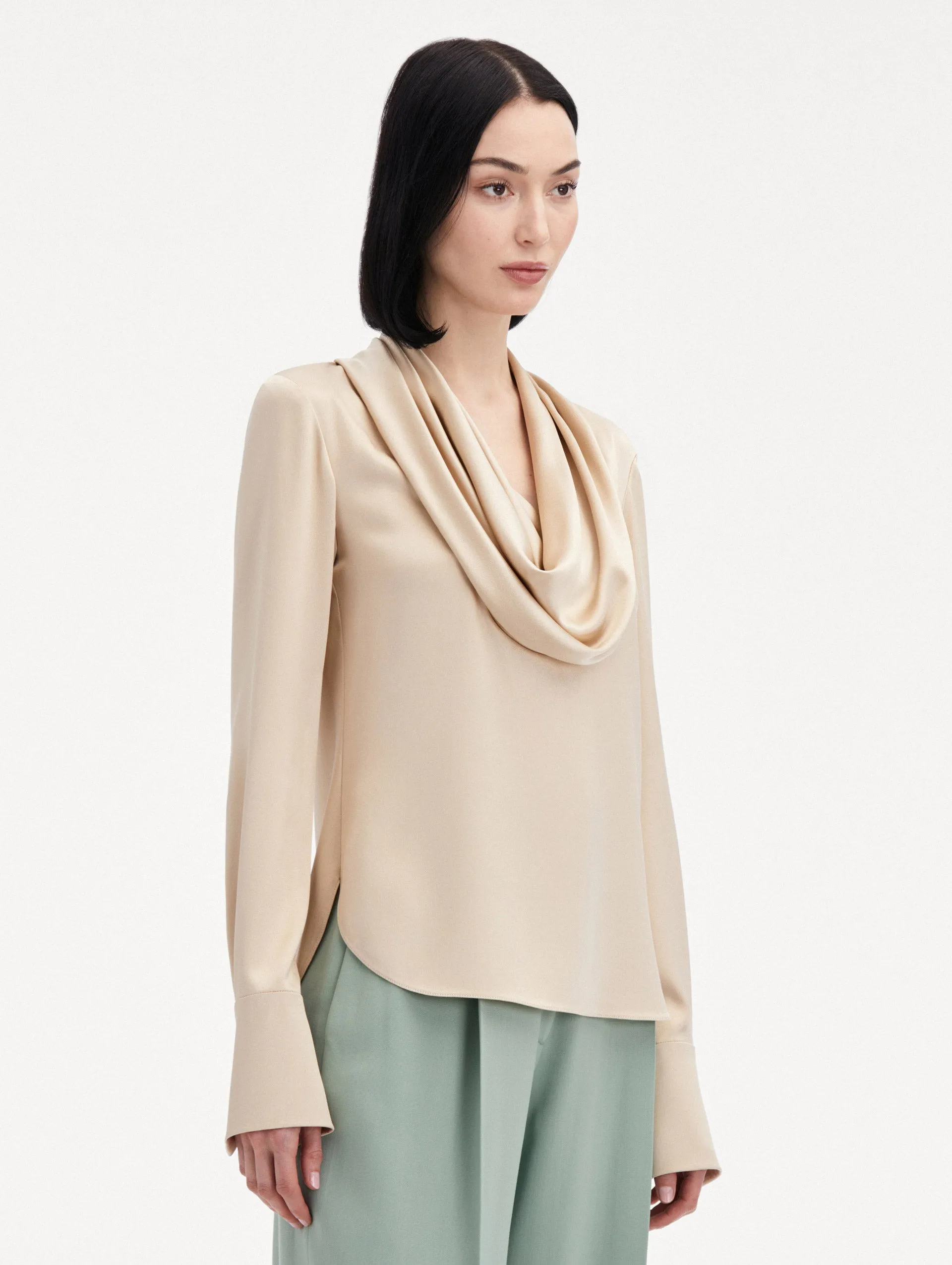 Cowl Neck Satin Blouse