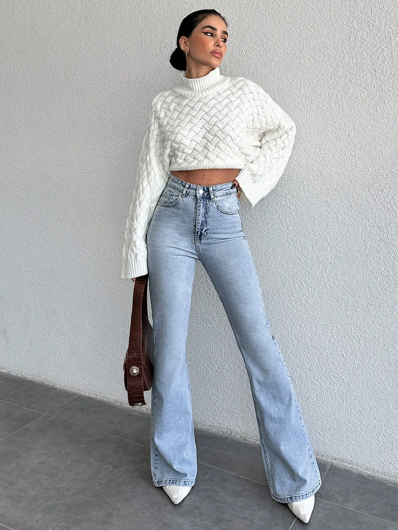 Crystal Blue Wash Tailored Flare Jeans