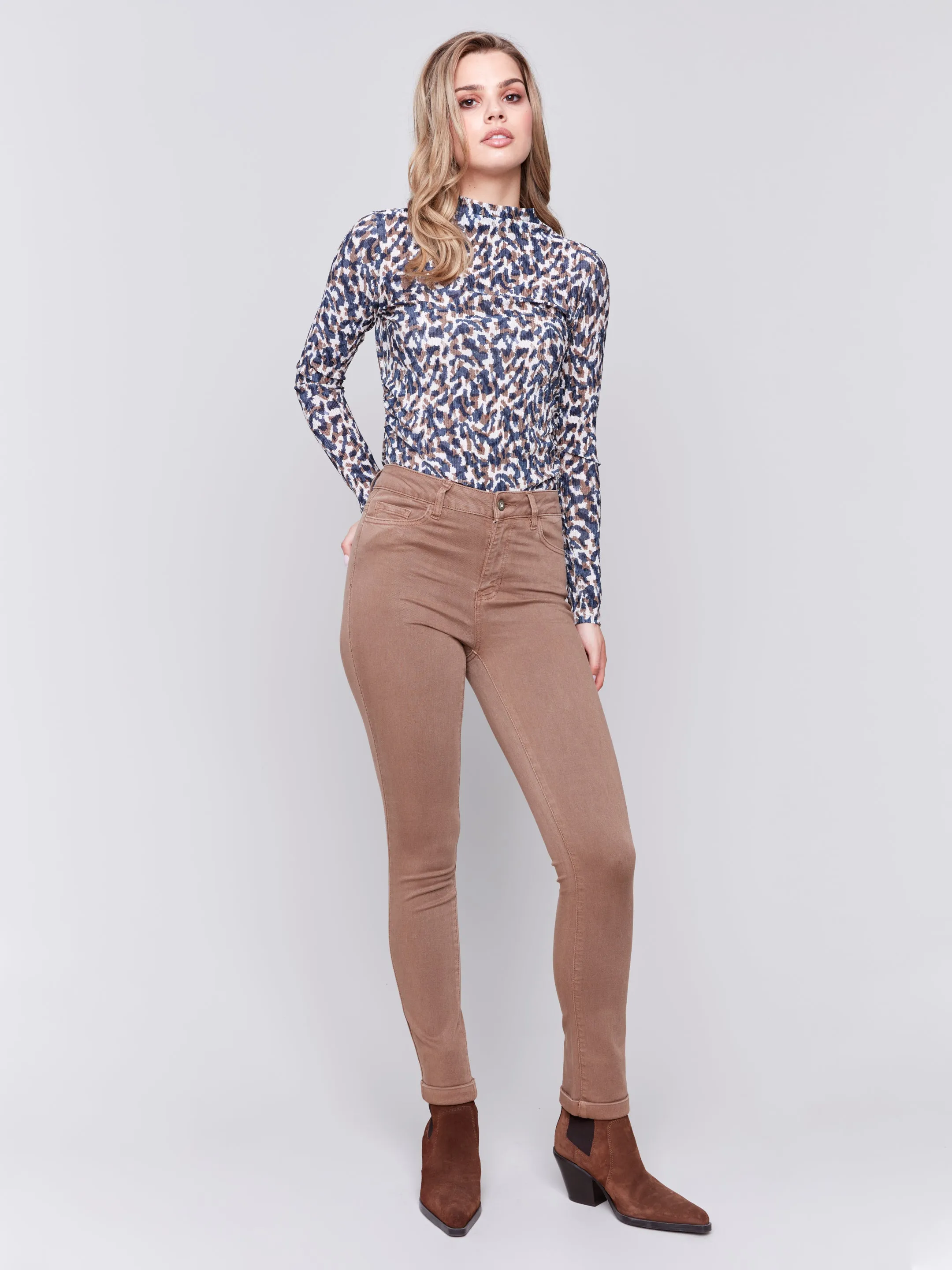 Cuffed Hem Twill Jeans