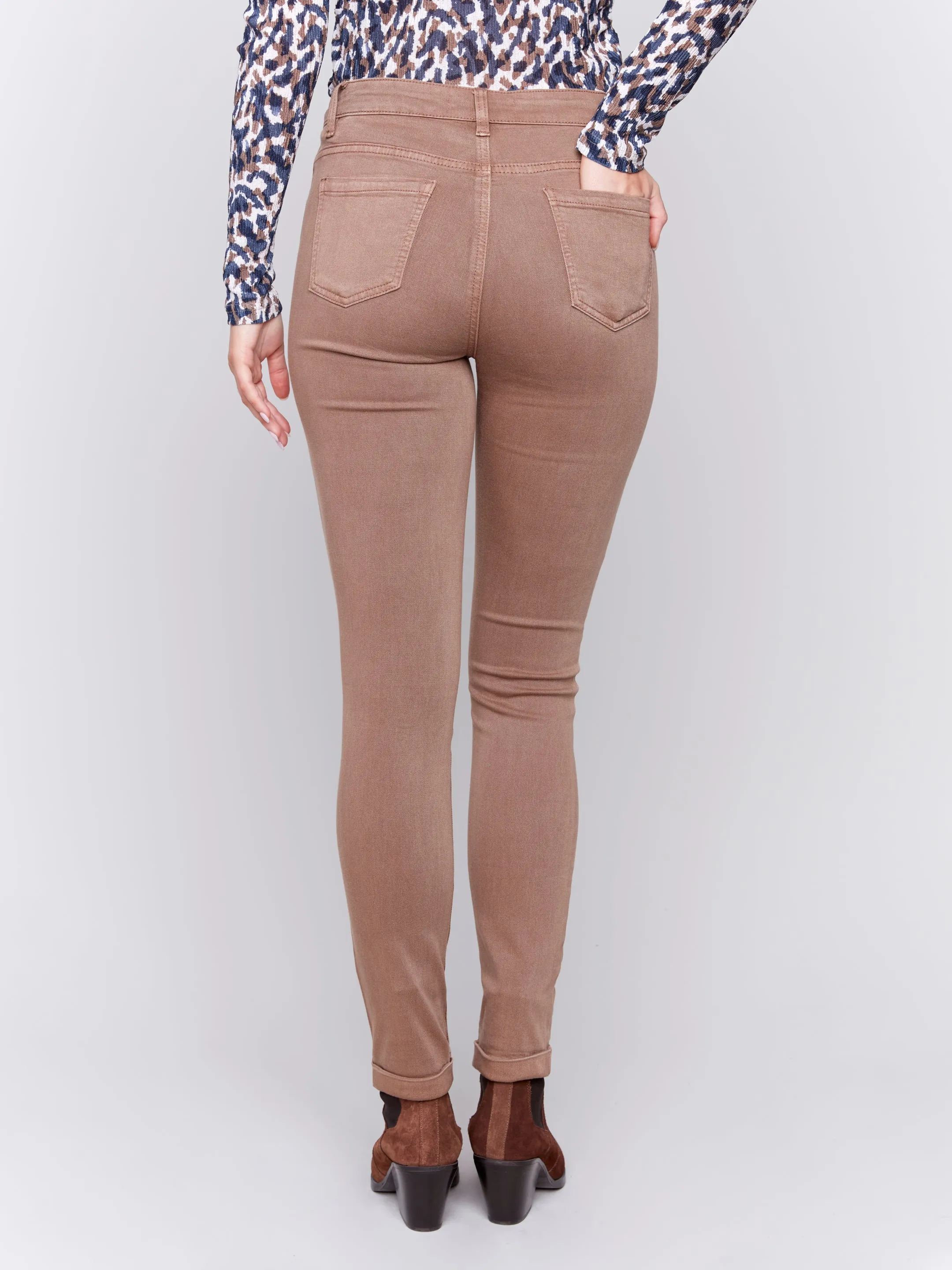 Cuffed Hem Twill Jeans