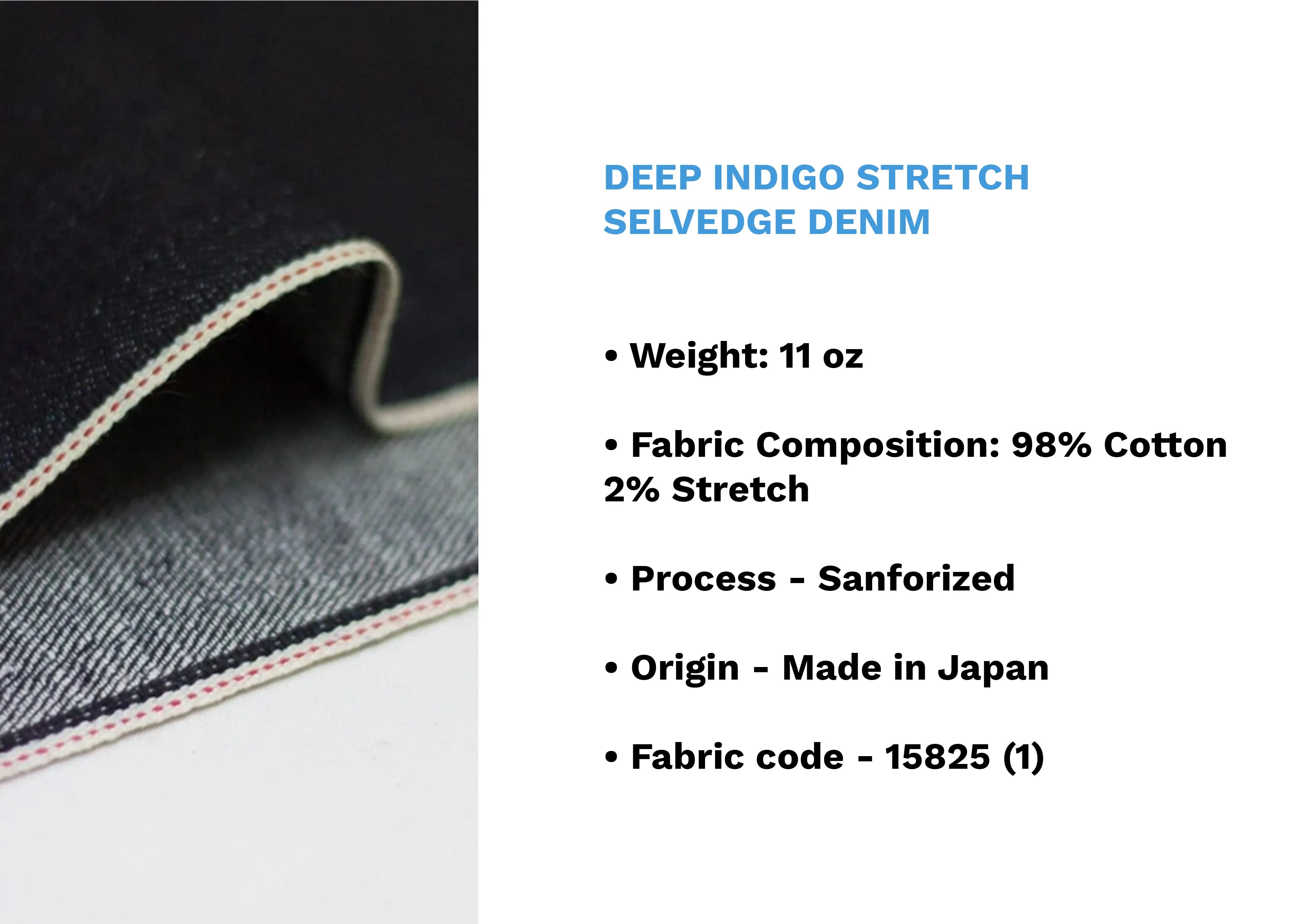 DEEP INDIGO STRETCH SELVEDGE DENIM