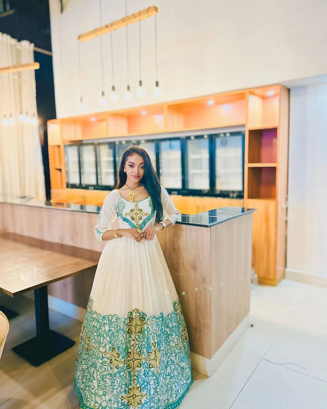 Delightful Blue Traditional Ethiopian Dress: Intricately Handcrafted Habesha Dress for Any Grand Holidays and Events Habesha Kemis