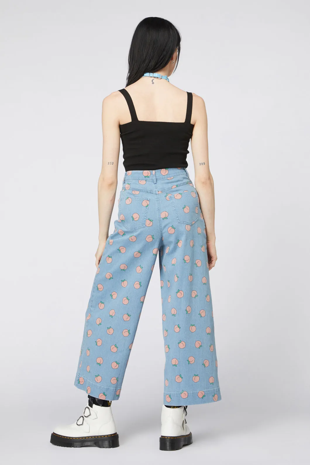Denim Peach Wide Leg Jeans
