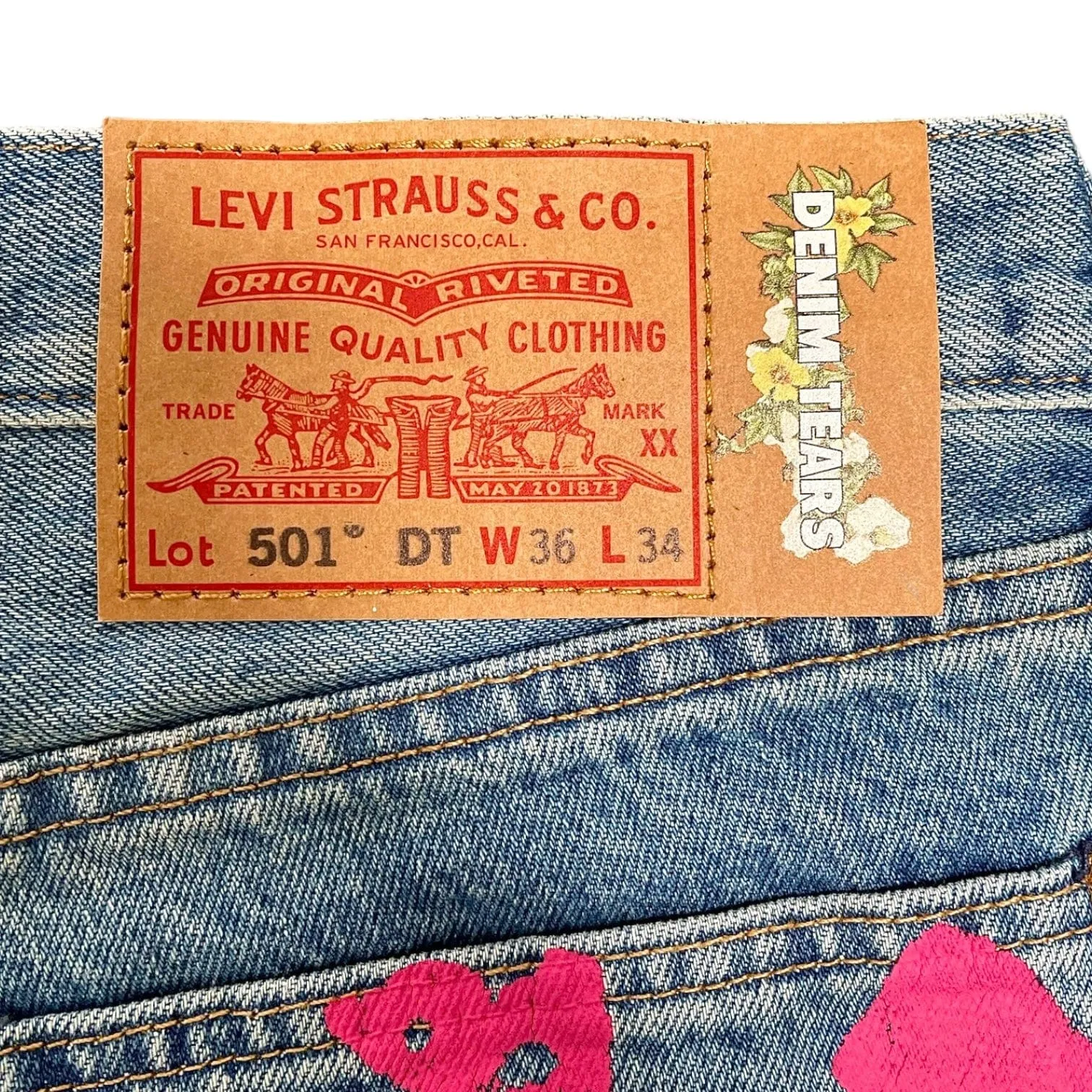 Denim Tears x Bstroy Cotton Wreath Jeans Light Wash Indigo