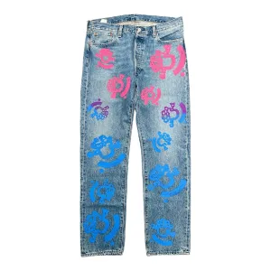 Denim Tears x Bstroy Cotton Wreath Jeans Light Wash Indigo