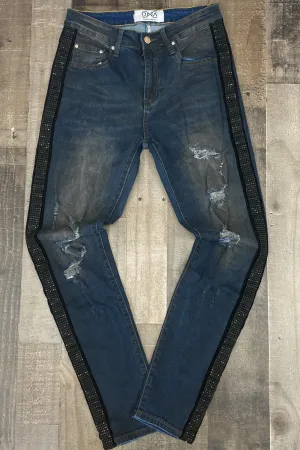 Dna Premium Wear- studded stripe denim jeans (dark blue/black)