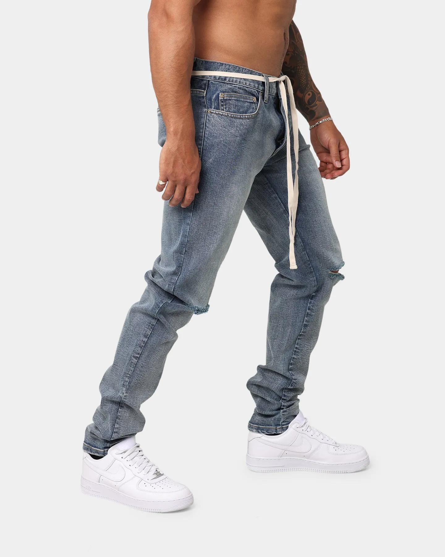 EN ES Floral X12 Denim Jeans Washed Blue