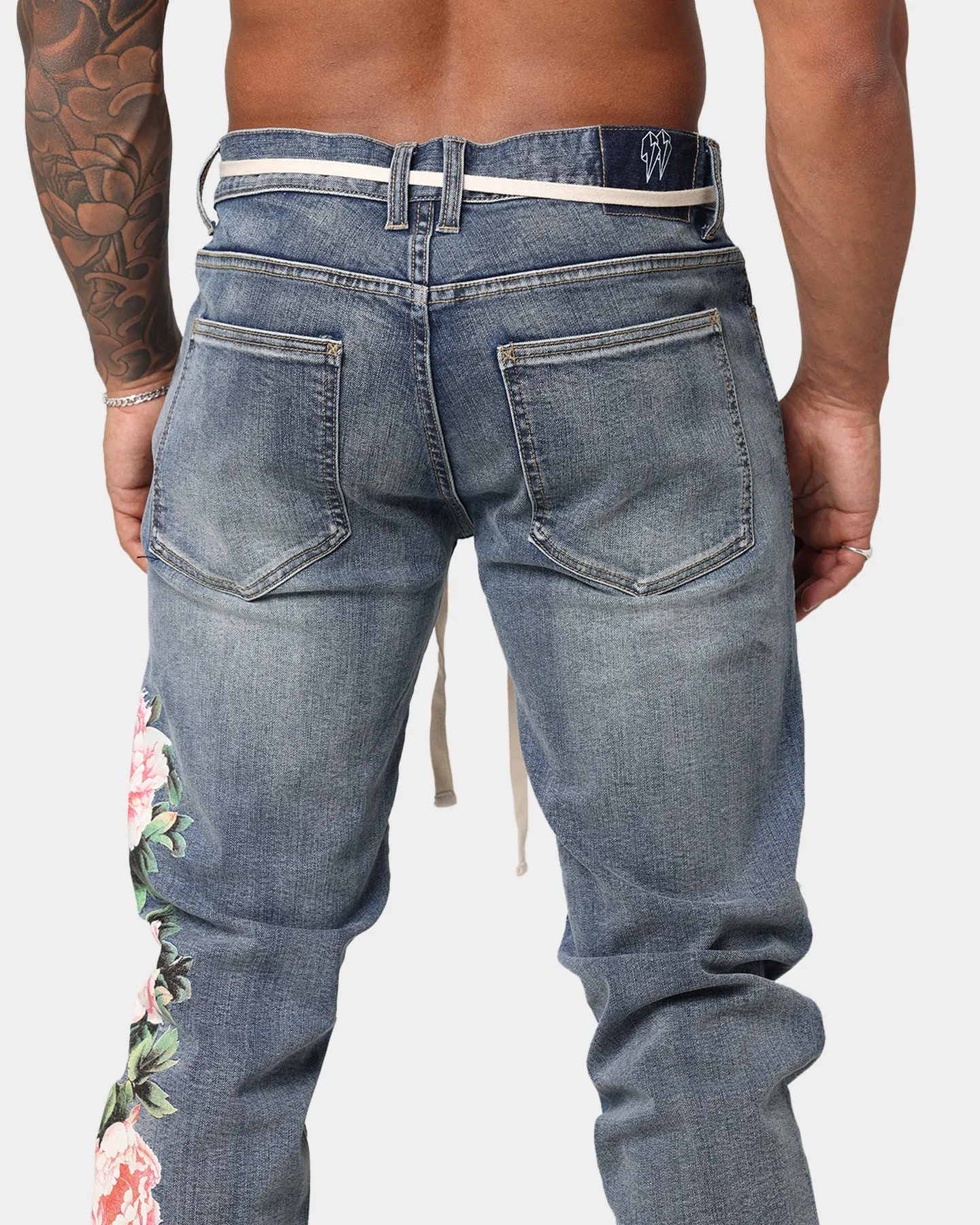 EN ES Floral X12 Denim Jeans Washed Blue