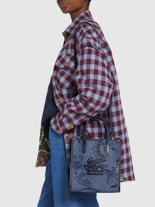 Etro   Small Love Trotter denim jacquard bag 