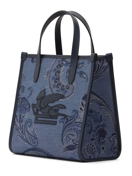 Etro   Small Love Trotter denim jacquard bag 