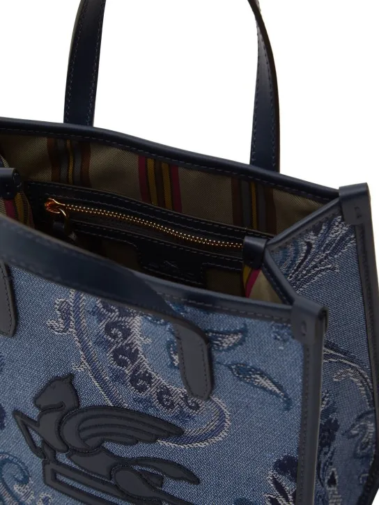 Etro   Small Love Trotter denim jacquard bag 
