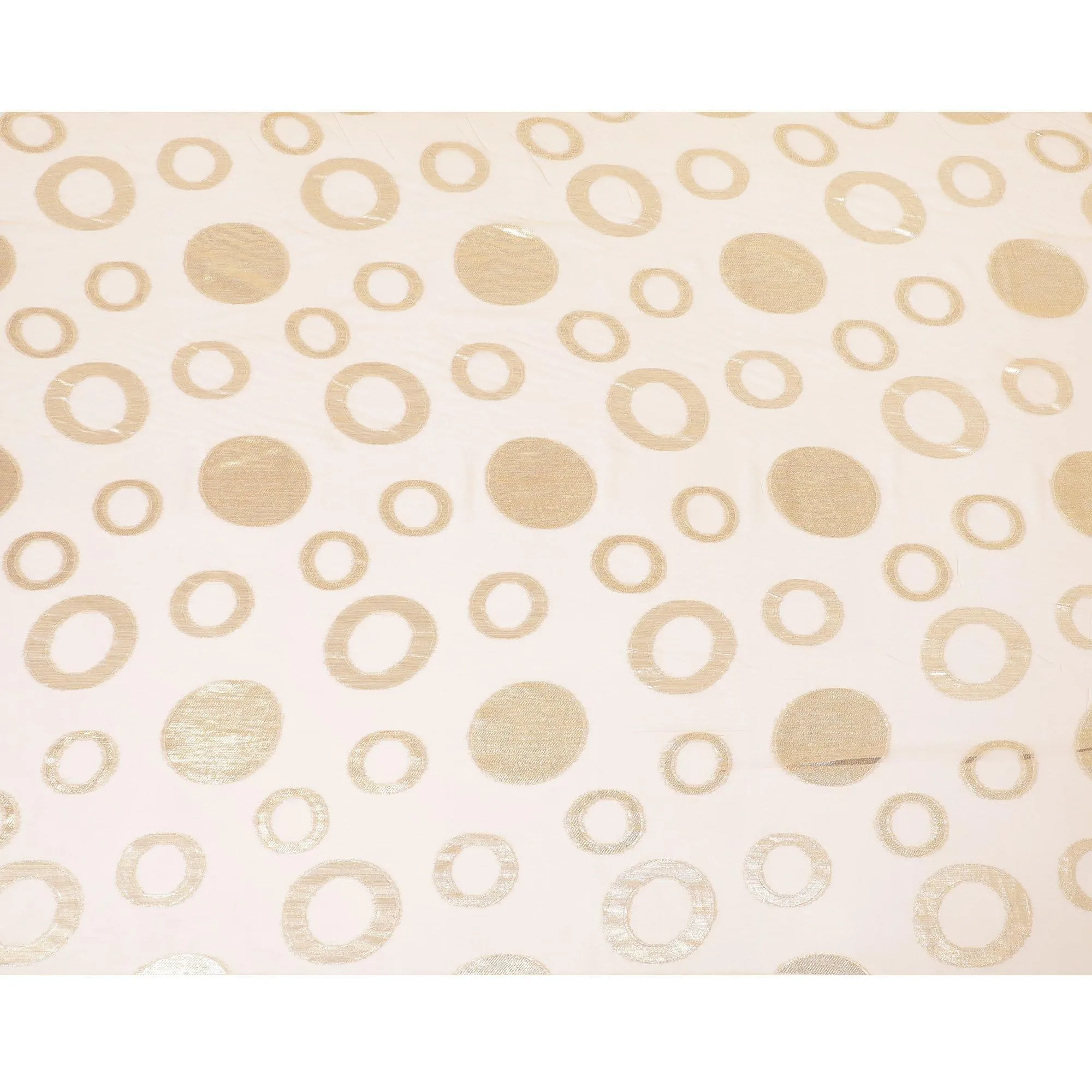 Flamingo pink synthetic chiffon fabric with gold metallic lurex in Abstract design-D8425
