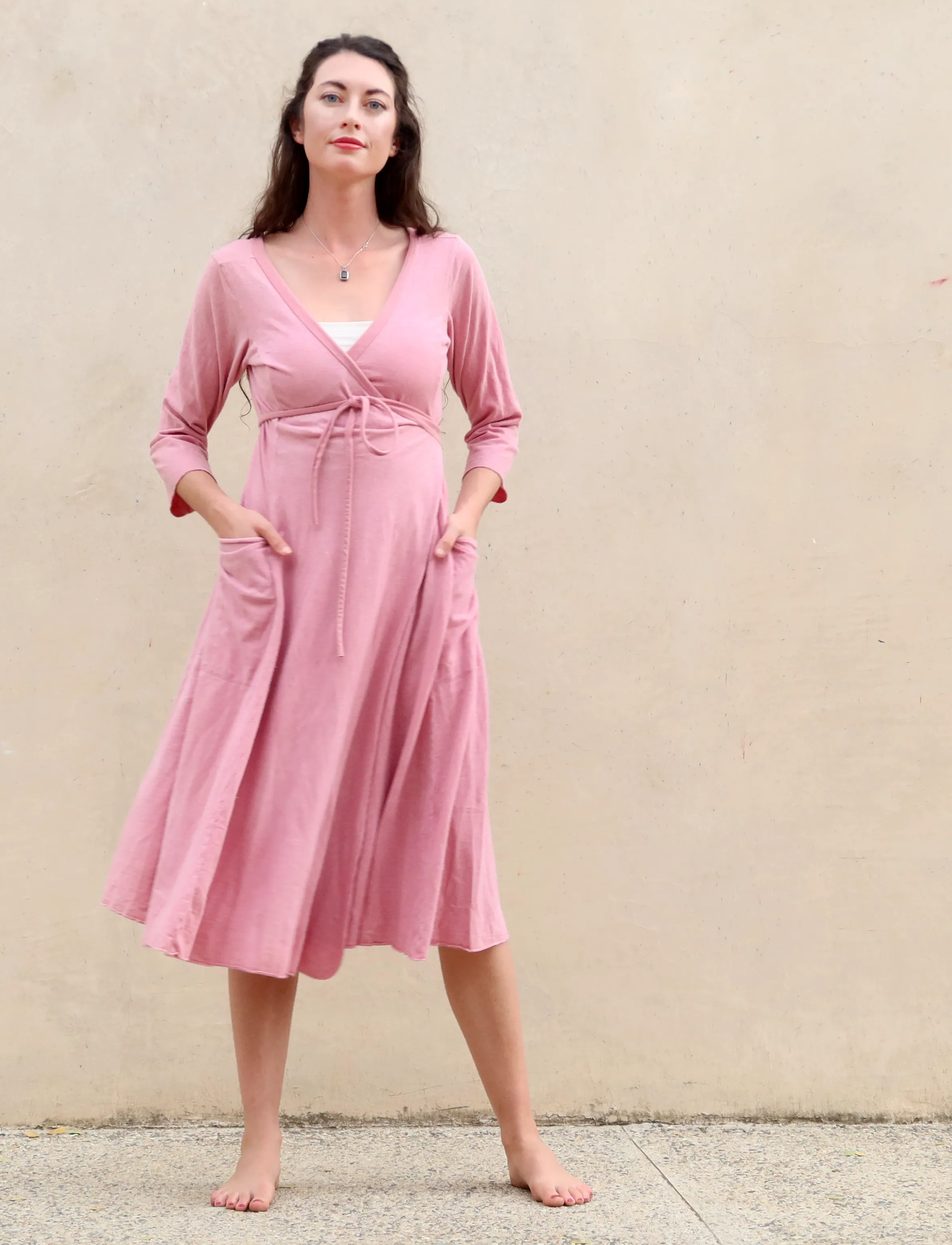 Flip Wrap Perfect Pockets Below Knee Dress