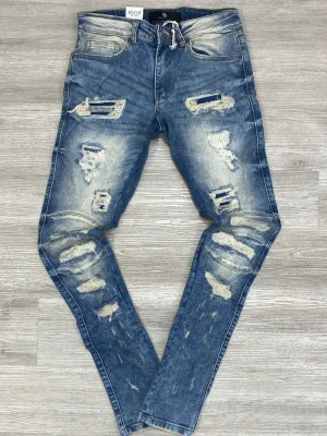 Focus- 3d knee rip & repair denim jeans