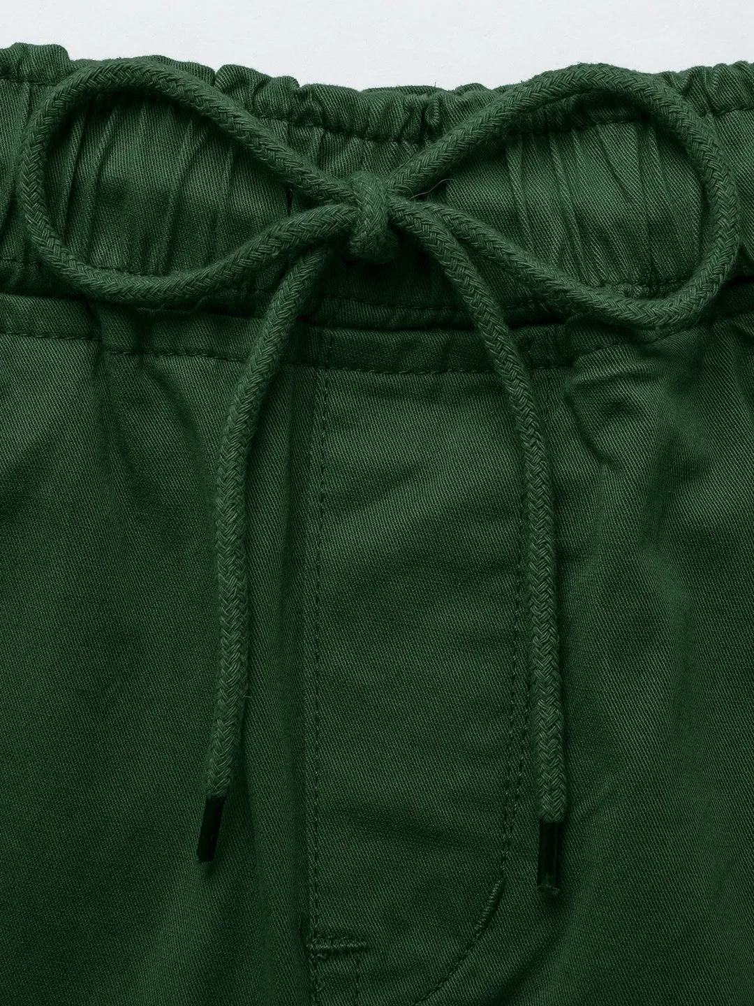 Girls Cotton Dark Green Cargo