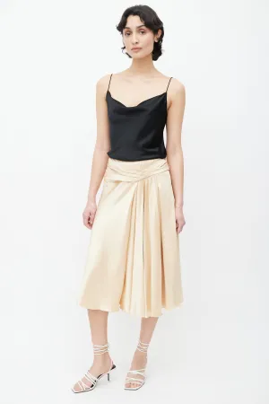 Gold-Tone Pleated Layered Skirt