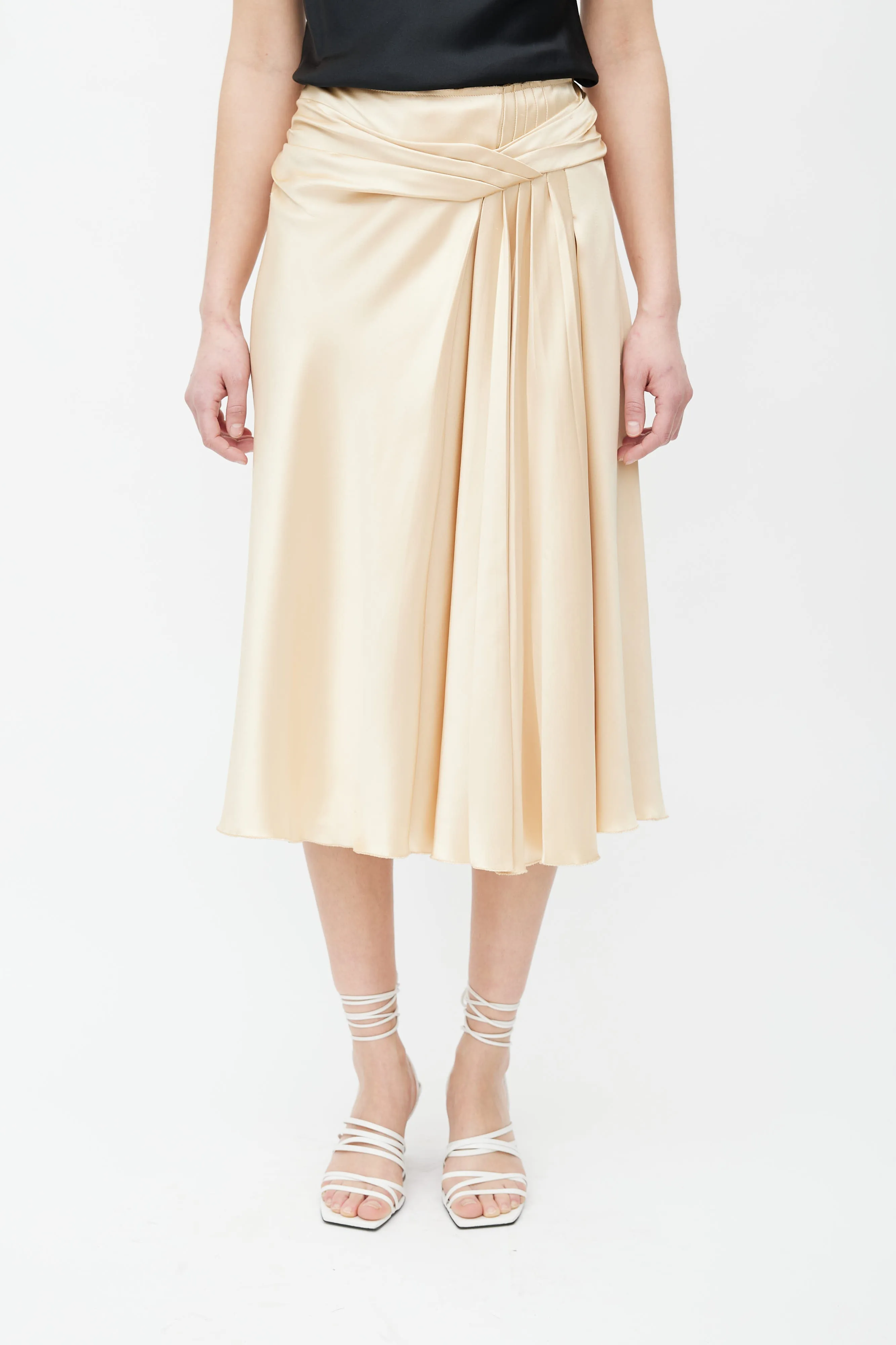 Gold-Tone Pleated Layered Skirt