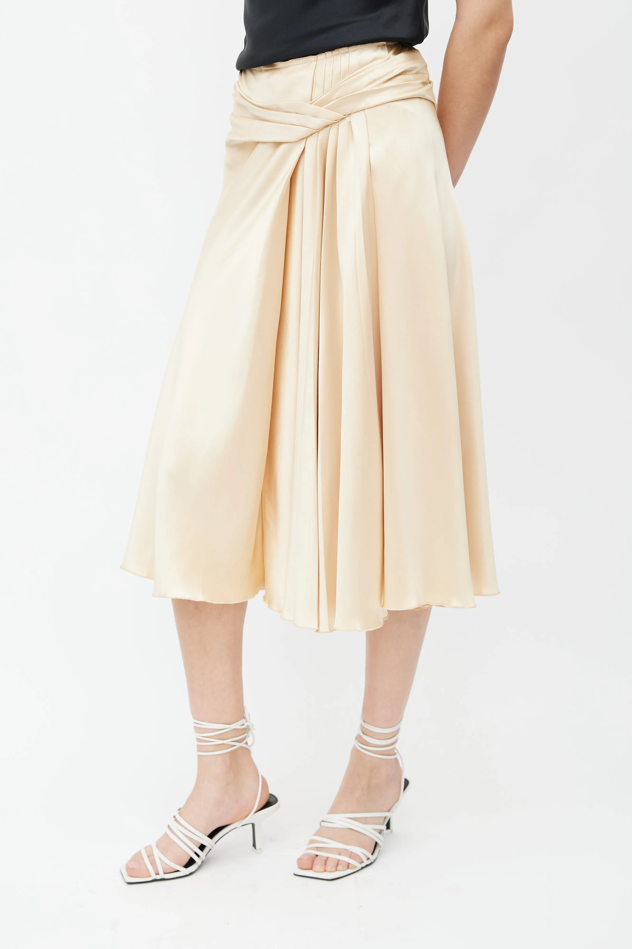Gold-Tone Pleated Layered Skirt