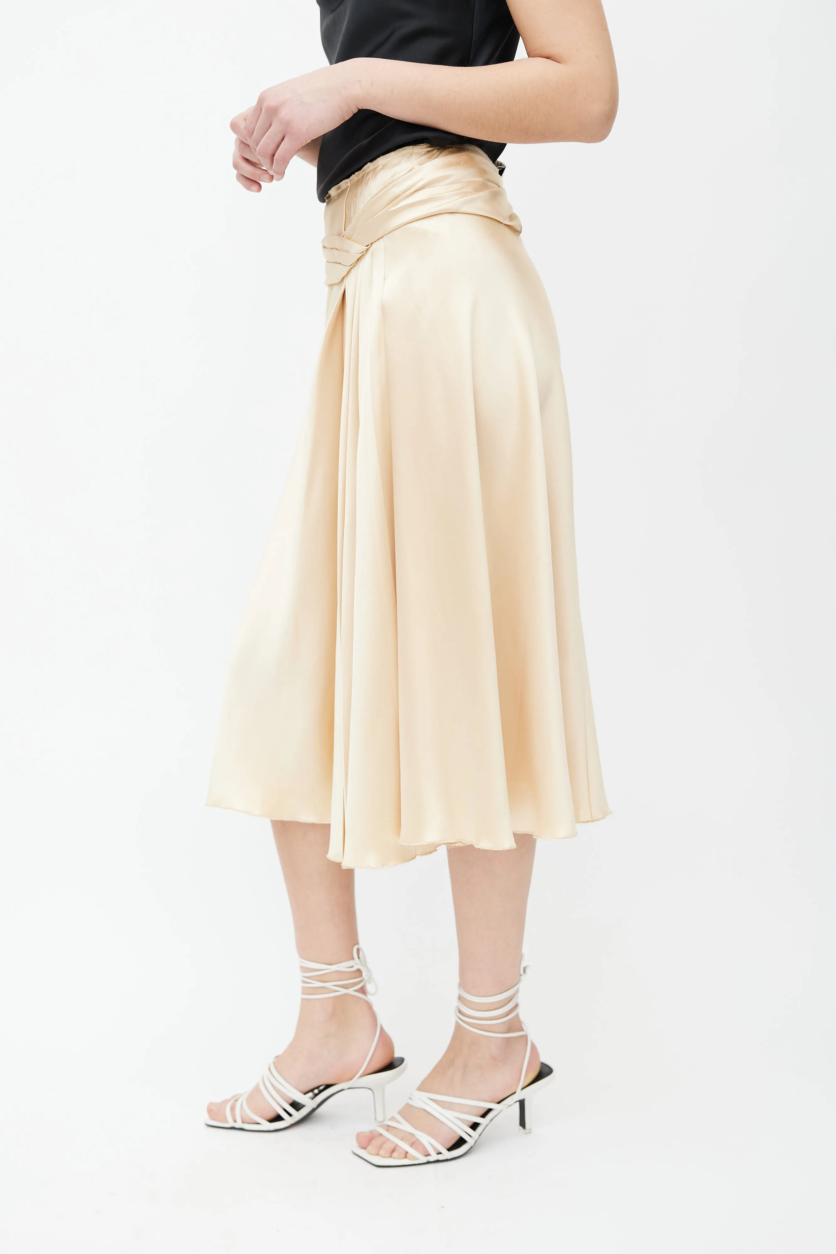 Gold-Tone Pleated Layered Skirt