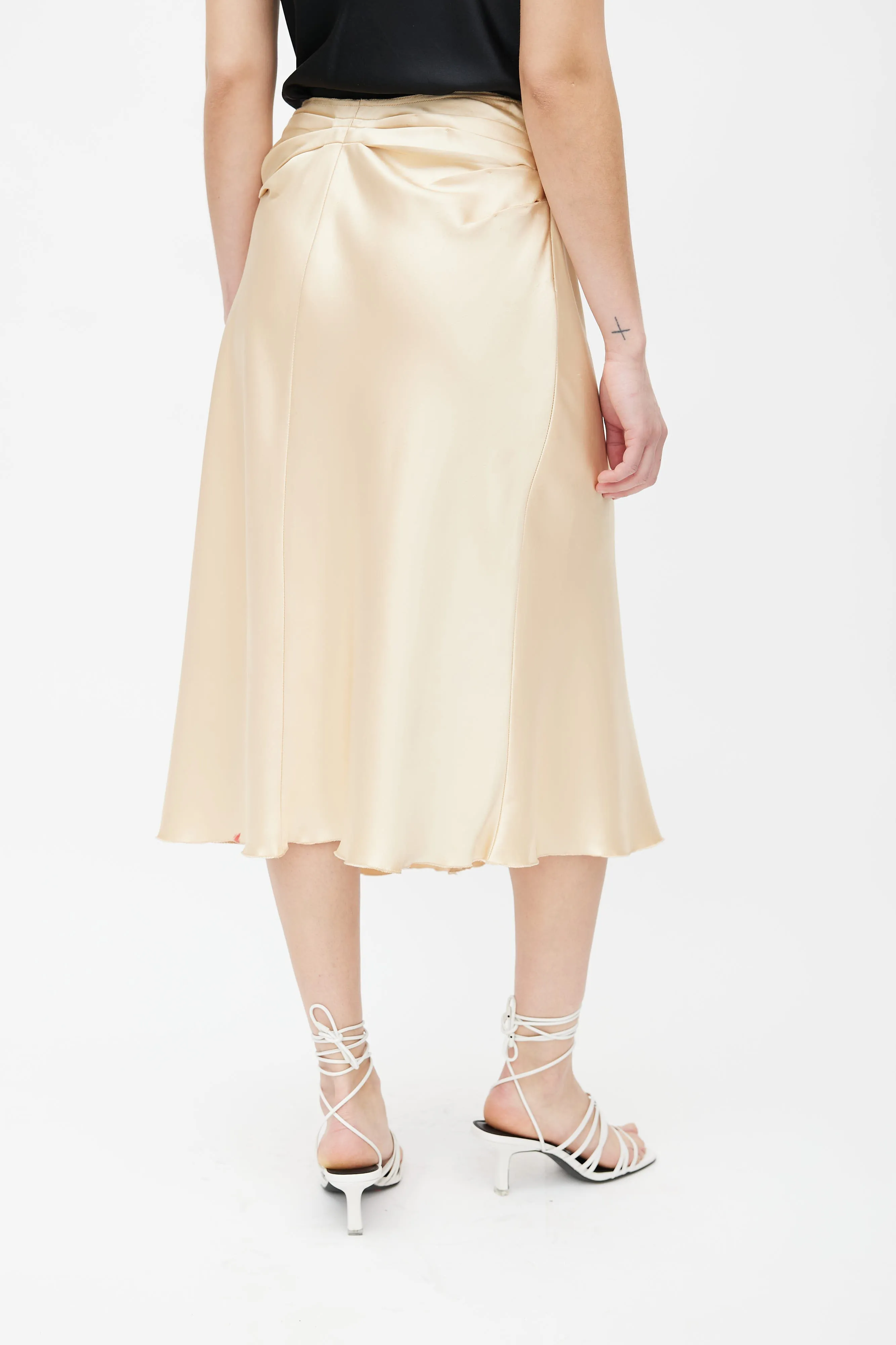 Gold-Tone Pleated Layered Skirt