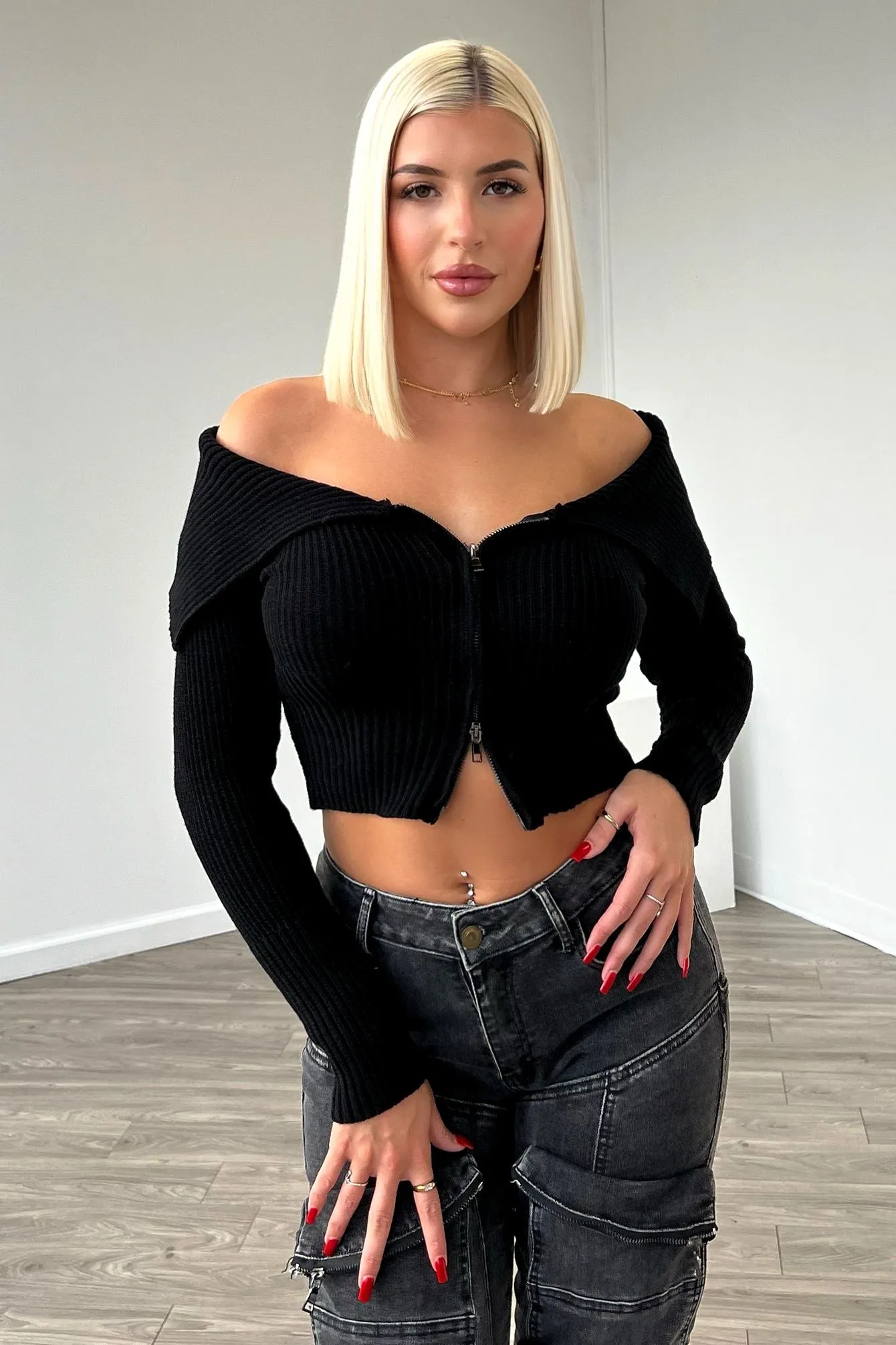 Good Luck Knit Two Way Zipper Top