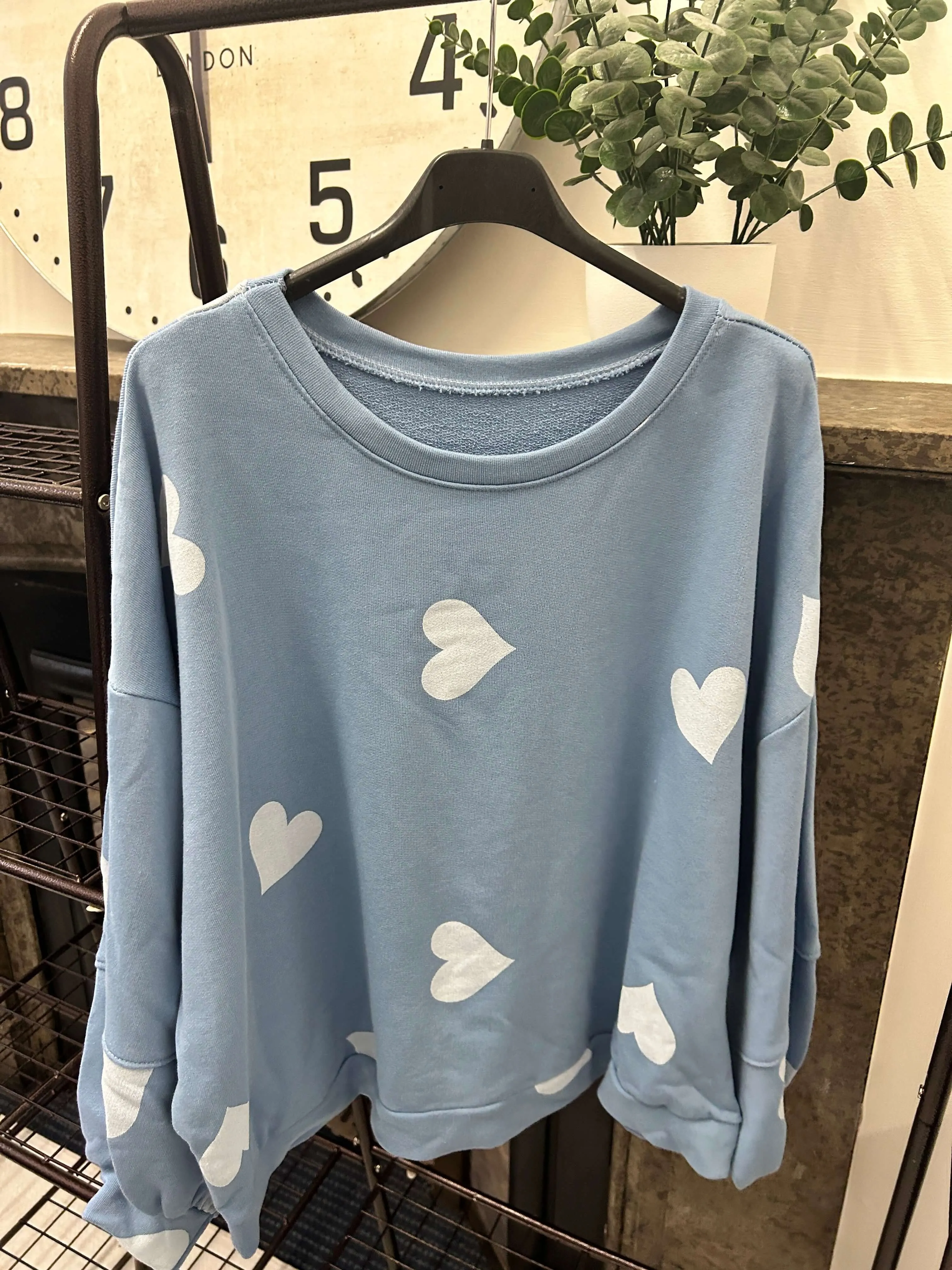 Heart Puff Sleeve Sweatshirt