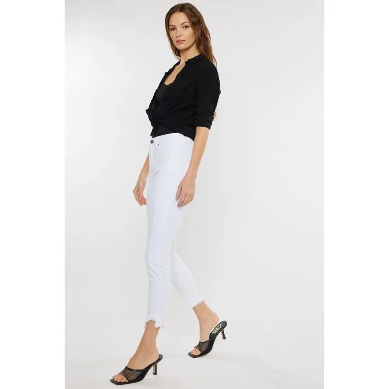 High Rise Hem Detail Ankle Skinny Jeans
