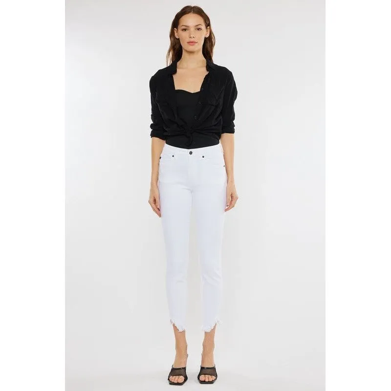 High Rise Hem Detail Ankle Skinny Jeans