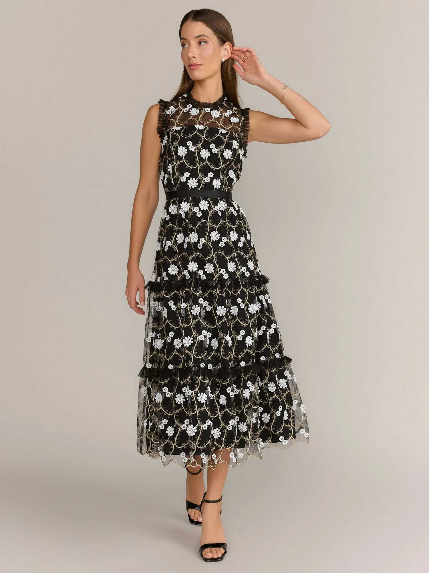 Just Me Sleeveless Floral Midi Dress - Brands We Love