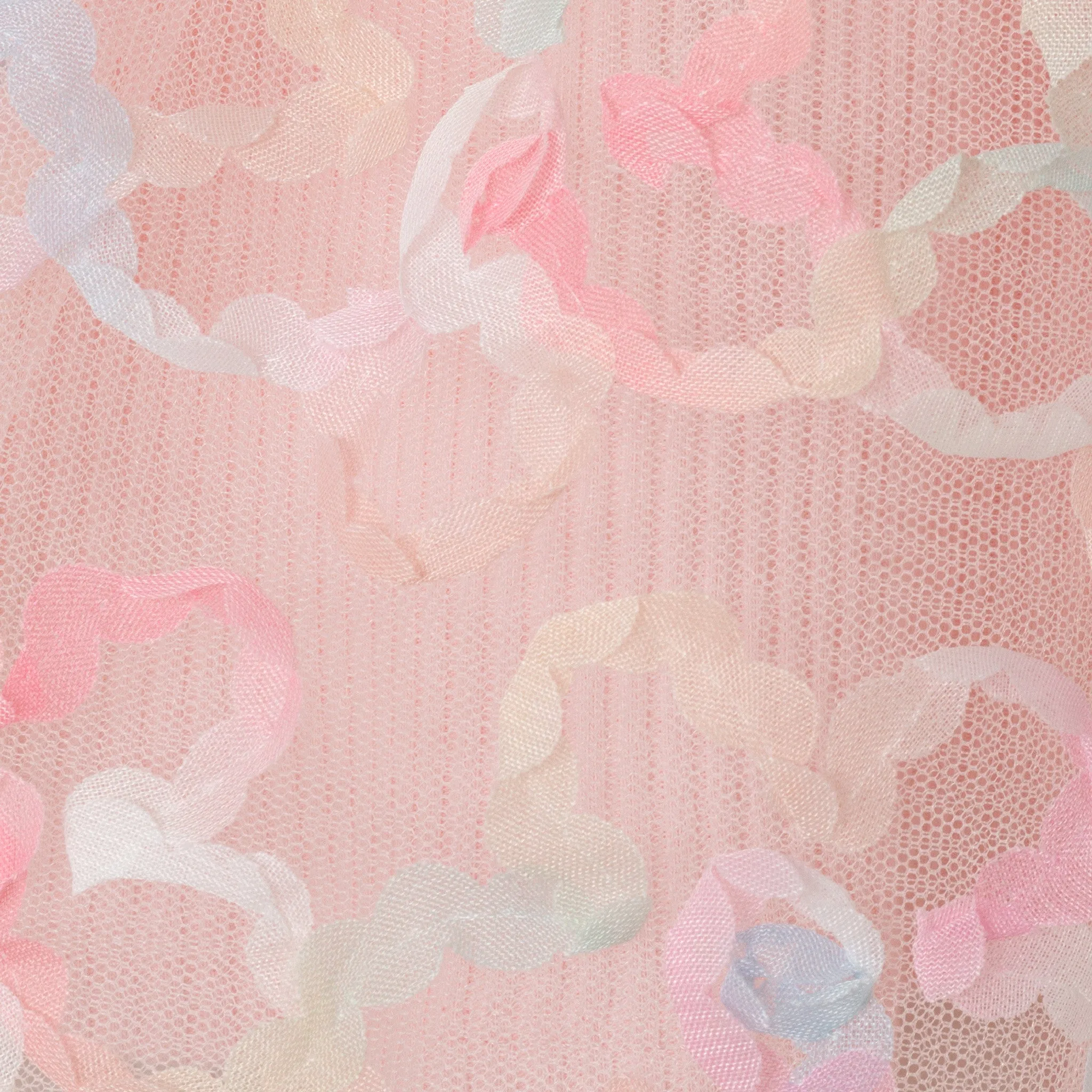 Kids (2-6x) Rib Knit Dress with 3D Floral Tulle Skirt | Light Pink